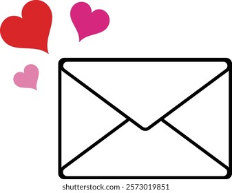 Heart-shaped email icon illustration material Love letter