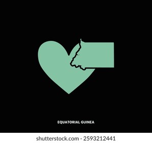 A heart-shaped Equatorial Guinea map, representing love for the nation. Ideal for tourism, adventure, and cultural projects.