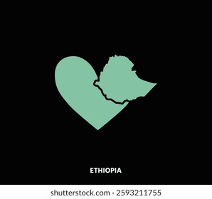 A heart-shaped Ethiopia map, representing deep cultural heritage and pride. Ideal for tourism, history, and travel projects.