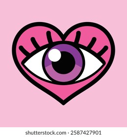 Heart-Shaped Eye Illustration Pop Art Style