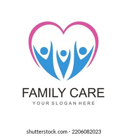 heart-shaped family care vector logo