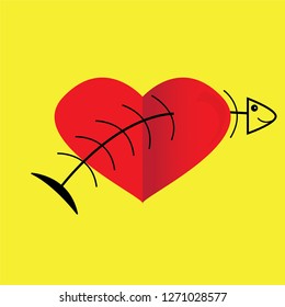 Heart-shaped fishbone Valentine's Day