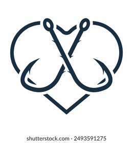 Heart-shaped Fishing Hook, Romantic Fishing Hook Design, Fisherman's Love, Fishing Hook Art, Love, Love, Heart Hook Design, Fishing Enthusiast's Delight,