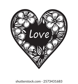 Heart-Shaped Floral Design with "Love"