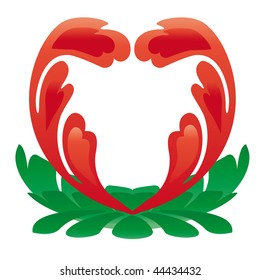 Heart-shaped  flower, vector illustration,