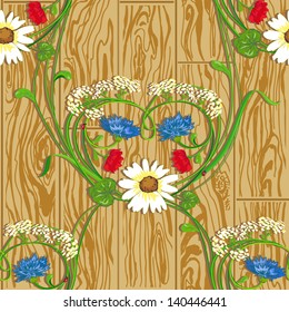 Heart-shaped flowers seamless pattern