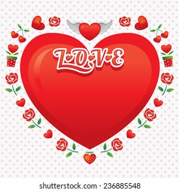Heart-Shaped Frame and Border with Icons 
