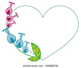Heart-shaped frame with decorative flowers. Design element for advertisements, flyer, web, wedding, invitations and greeting cards. Vector clip art.