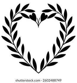 Heart-shaped frame with decorative leaf garland design