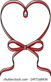 Heart-shaped frame made of ribbon