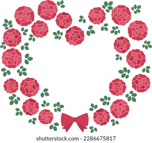 Marco en forma de corazón de rosas rojas
