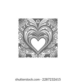 The heart-shaped frames ornate and floral elements are beautifully background for invitation card,