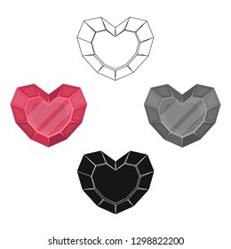 Heart-shaped gemstone icon in cartoon style isolated on white background. Precious minerals and jeweler symbol stock vector illustration.