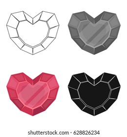Heart-shaped gemstone icon in cartoon style isolated on white background. Precious minerals and jeweler symbol stock vector illustration.