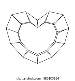 Heart-shaped gemstone icon in outline style isolated on white background. Precious minerals and jeweler symbol stock vector illustration.
