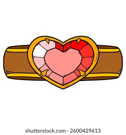heart-shaped gemstones ring illustration hand drawn isolated vector