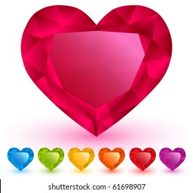 Heart-shaped gemstones set