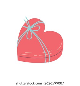 Heart-shaped gift box with blue ribbon. Ideal for romantic holidays, anniversaries, Valentine’s Day, or sweet surprises.