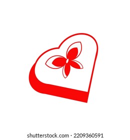 Heart-shaped gift box. For greetings