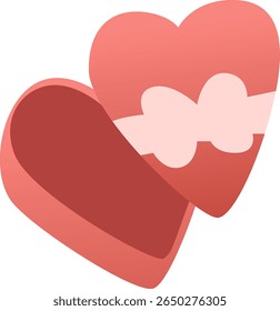 : Heart-shaped gift box with lid slightly open, symbolizing love, romance, and special occasions like Valentine's Day.