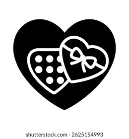 Presente em forma de coração de chocolates. vetor: Ideal para uso como tatuagem, ícone, web design gráfico e conceitos infográficos."