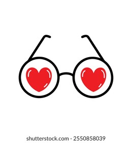 Heart-Shaped Glasses Icon - Romantic Valentine Illustration