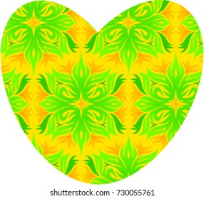 
Heart-shaped green with yellow