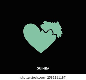 A heart-shaped Guinea map, representing national pride. Great for travel, cultural, and tourism projects.