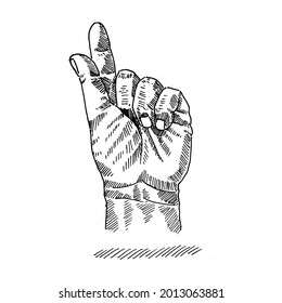 heart-shaped hand set with two fingers folded into a thumb and index finger forming a heart. black doodle logo graphic art design on white base. concept agree with opinion. vector graphic design illus
