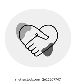 Heart-Shaped Handshake Icon. Symbol of Trust, Compassion, and Ethical Collaboration. Editable Stroke Icon.