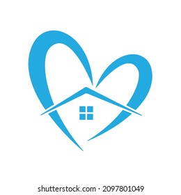 Diseño vectorial de la casa en forma de corazón. Descarga de diseño de vector de estado real.