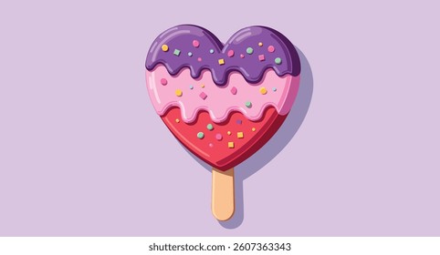 heart-shaped ice pop with colorful sprinkles