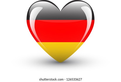 Heart-shaped icon with national flag of Germany isolated on white background