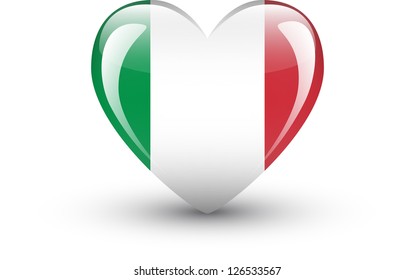 Heart-shaped icon with national flag of Italy isolated on white background