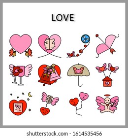 heart-shaped icon set isolated on white background for web design,Valentine day concept