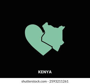 A heart-shaped Kenya map, symbolizing national pride. Perfect for travel, wildlife, and cultural projects.