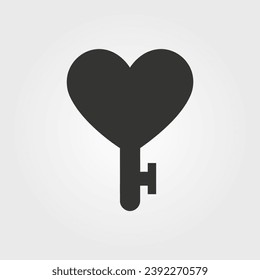 Heart-shaped key icon - Simple Vector Illustration
