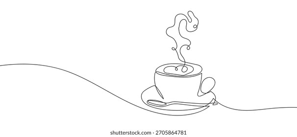 Latte art en forma de corazón en una línea continua una línea de Ilustración vectorial.