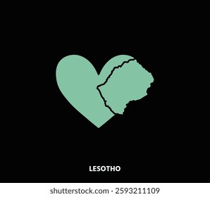 A heart-shaped Lesotho map, representing national pride. Ideal for adventure, tourism, and cultural projects.