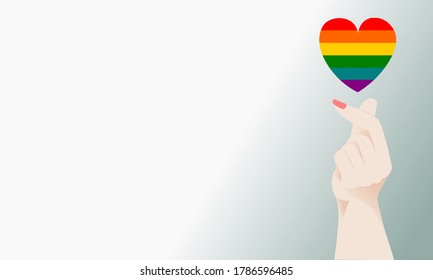 Vector LGBT en forma de corazón y símbolo de corazón pequeño hecho a mano.