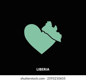 A heart-shaped Liberia map, showcasing national pride. Great for cultural and tourism projects.