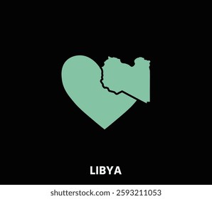 A heart-shaped Libya map, representing love for the country’s culture and history. Perfect for tourism and heritage projects.