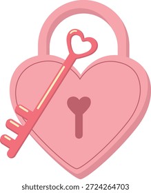Heart-shaped lock with key illustration symbolizing trust, commitment, and eternal love. Perfect for Valentine’s Day and relationship concepts.