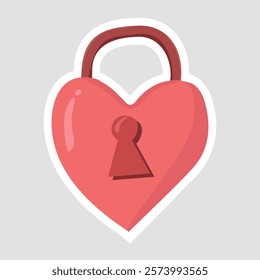 Heart-Shaped Lock Vector Sticker. Adorable vector illustration of a heart-shaped lock. Perfect for themes of love, security, and romance. Add a touch of charm to your designs
