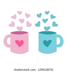 Heart-shaped lovers cup on white background. Valentine's Day. Design by Inkscape.