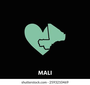 A heart-shaped Mali map, symbolizing love for the nation’s rich history and culture. Ideal for tourism and heritage projects.