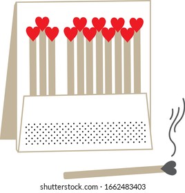 Heart-shaped matches, latin lover, hearts burn like matches