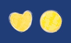 Heart-shaped Moon And Regular Moon In Vector Flat Illustration
