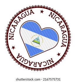 Heart-shaped Nicaragua flag badge vector illustration.