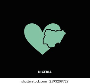 A heart-shaped Nigeria map, showcasing national pride. Perfect for cultural, economic, and tourism projects.